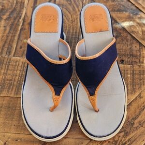 COACH Navy Canvas Alisha Wedge 8.5